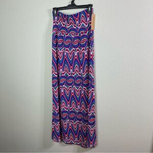 Jon & Anna Boho Chevron Small Wide Band Flare Hem Stretchy Maxi Skirt